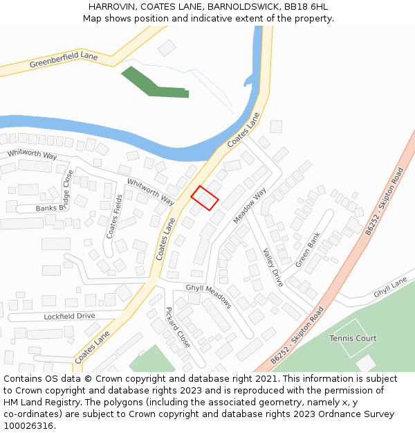 HARROVIN, COATES LANE, BARNOLDSWICK, BB18 6HL: Location map and indicative extent of plot