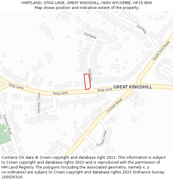 HARTLAND, STAG LANE, GREAT KINGSHILL, HIGH WYCOMBE, HP15 6EW: Location map and indicative extent of plot