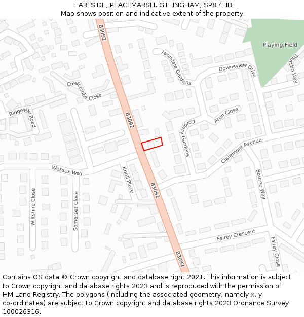 HARTSIDE, PEACEMARSH, GILLINGHAM, SP8 4HB: Location map and indicative extent of plot