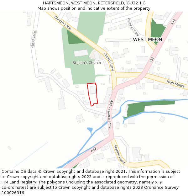 HARTSMEON, WEST MEON, PETERSFIELD, GU32 1JG: Location map and indicative extent of plot