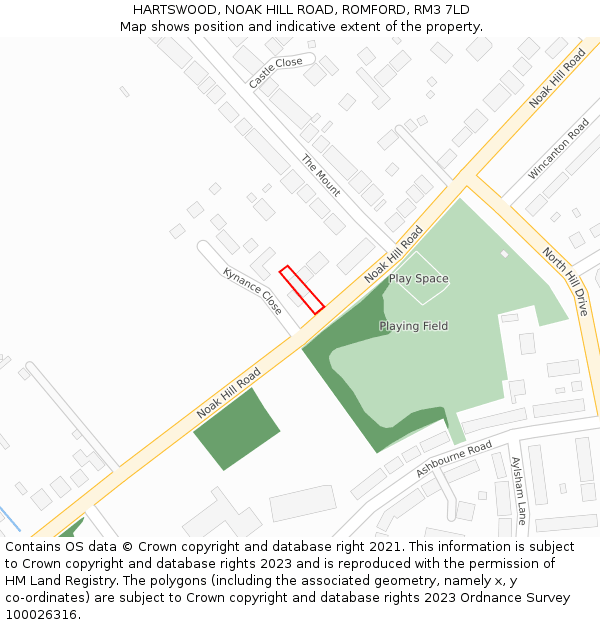 HARTSWOOD, NOAK HILL ROAD, ROMFORD, RM3 7LD: Location map and indicative extent of plot