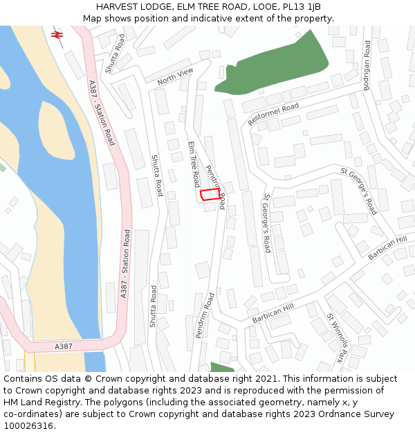 HARVEST LODGE, ELM TREE ROAD, LOOE, PL13 1JB: Location map and indicative extent of plot
