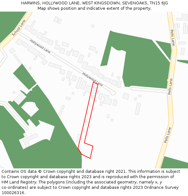 HARWINS, HOLLYWOOD LANE, WEST KINGSDOWN, SEVENOAKS, TN15 6JG: Location map and indicative extent of plot