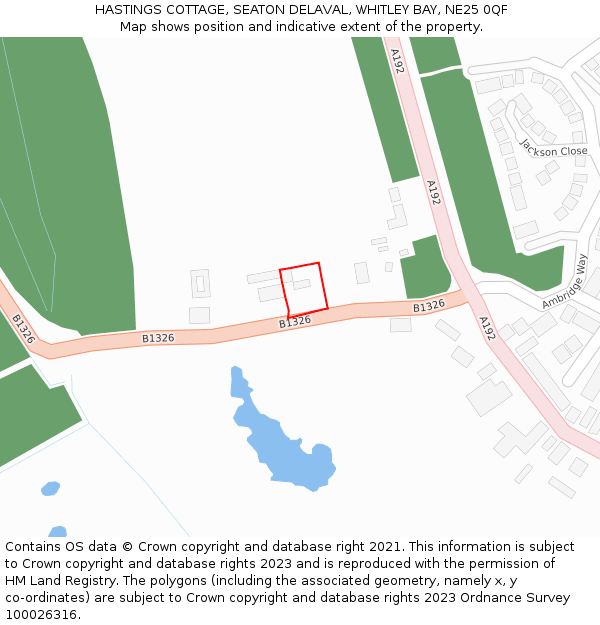 HASTINGS COTTAGE, SEATON DELAVAL, WHITLEY BAY, NE25 0QF: Location map and indicative extent of plot