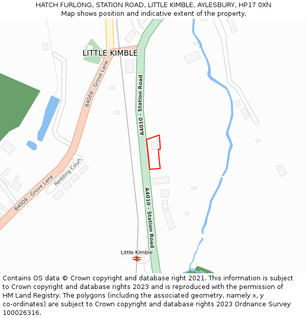 HATCH FURLONG, STATION ROAD, LITTLE KIMBLE, AYLESBURY, HP17 0XN: Location map and indicative extent of plot