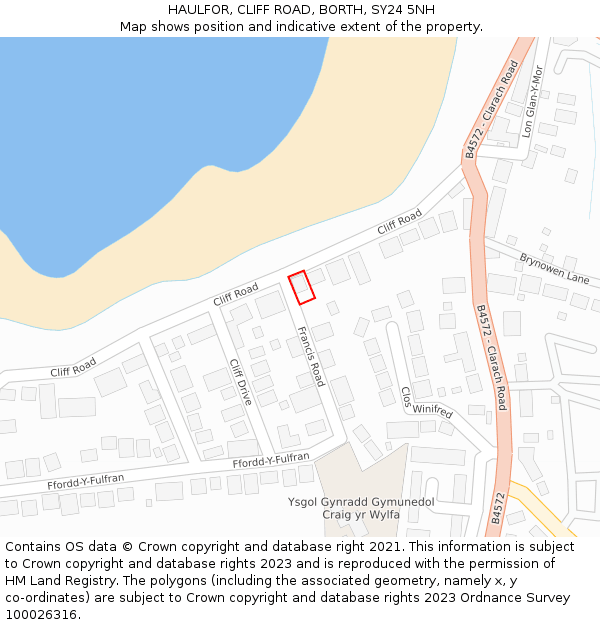 HAULFOR, CLIFF ROAD, BORTH, SY24 5NH: Location map and indicative extent of plot