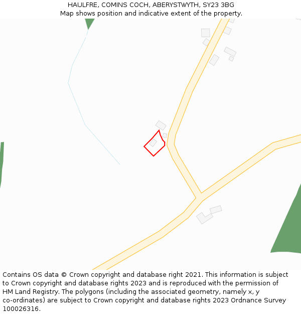 HAULFRE, COMINS COCH, ABERYSTWYTH, SY23 3BG: Location map and indicative extent of plot