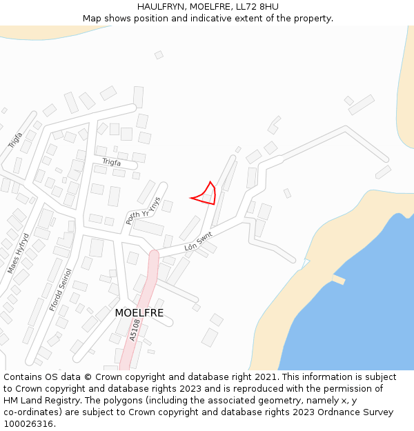 HAULFRYN, MOELFRE, LL72 8HU: Location map and indicative extent of plot