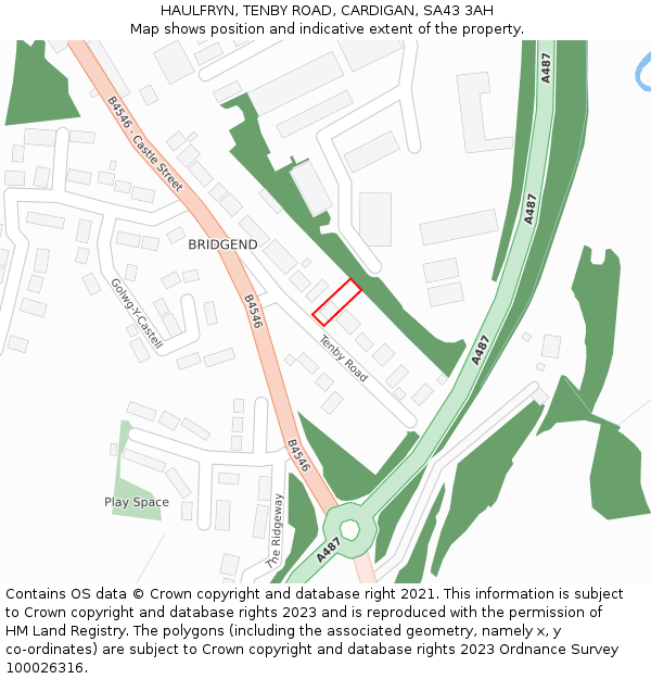 HAULFRYN, TENBY ROAD, CARDIGAN, SA43 3AH: Location map and indicative extent of plot