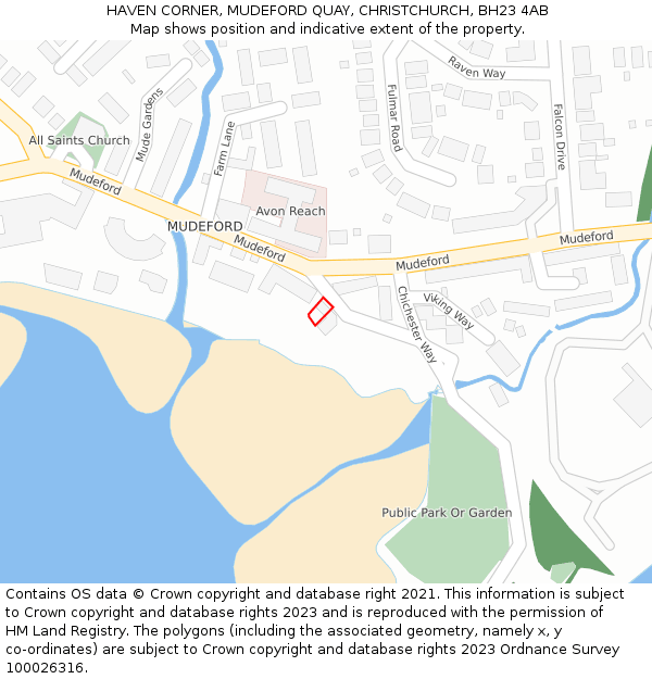 HAVEN CORNER, MUDEFORD QUAY, CHRISTCHURCH, BH23 4AB: Location map and indicative extent of plot
