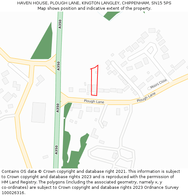 HAVEN HOUSE, PLOUGH LANE, KINGTON LANGLEY, CHIPPENHAM, SN15 5PS: Location map and indicative extent of plot