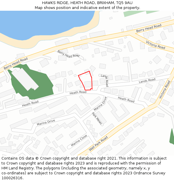 HAWKS RIDGE, HEATH ROAD, BRIXHAM, TQ5 9AU: Location map and indicative extent of plot