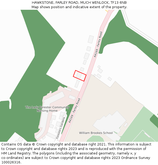 HAWKSTONE, FARLEY ROAD, MUCH WENLOCK, TF13 6NB: Location map and indicative extent of plot