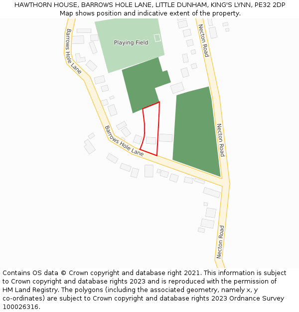 HAWTHORN HOUSE, BARROWS HOLE LANE, LITTLE DUNHAM, KING'S LYNN, PE32 2DP: Location map and indicative extent of plot