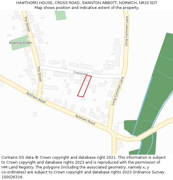 HAWTHORN HOUSE, CROSS ROAD, SWANTON ABBOTT, NORWICH, NR10 5DT: Location map and indicative extent of plot