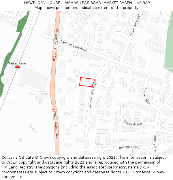 HAWTHORN HOUSE, LAMMAS LEAS ROAD, MARKET RASEN, LN8 3AP: Location map and indicative extent of plot