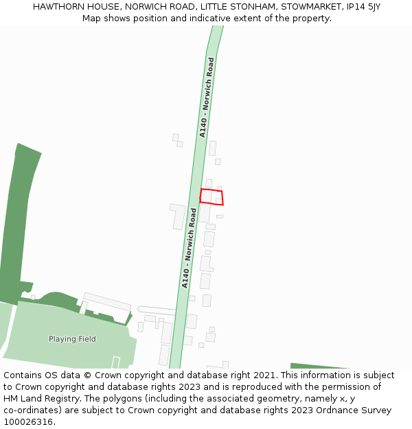 HAWTHORN HOUSE, NORWICH ROAD, LITTLE STONHAM, STOWMARKET, IP14 5JY: Location map and indicative extent of plot