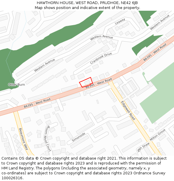 HAWTHORN HOUSE, WEST ROAD, PRUDHOE, NE42 6JB: Location map and indicative extent of plot