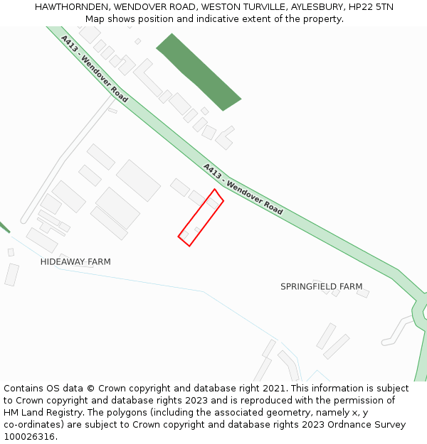 HAWTHORNDEN, WENDOVER ROAD, WESTON TURVILLE, AYLESBURY, HP22 5TN: Location map and indicative extent of plot