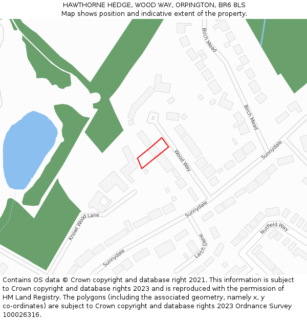 HAWTHORNE HEDGE, WOOD WAY, ORPINGTON, BR6 8LS: Location map and indicative extent of plot