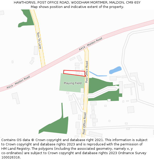 HAWTHORNS, POST OFFICE ROAD, WOODHAM MORTIMER, MALDON, CM9 6SY: Location map and indicative extent of plot