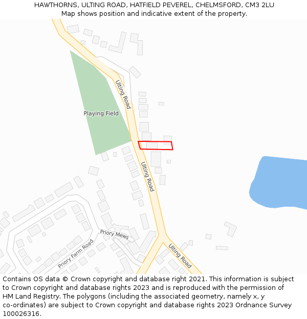 HAWTHORNS, ULTING ROAD, HATFIELD PEVEREL, CHELMSFORD, CM3 2LU: Location map and indicative extent of plot