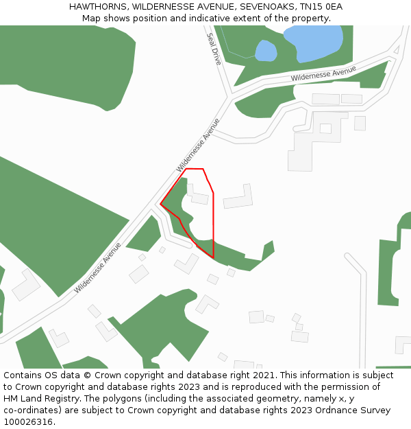HAWTHORNS, WILDERNESSE AVENUE, SEVENOAKS, TN15 0EA: Location map and indicative extent of plot