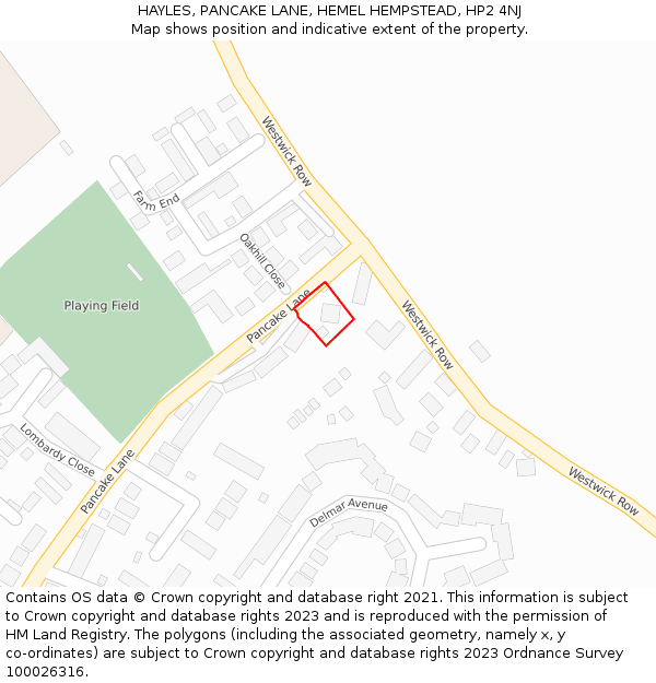 HAYLES, PANCAKE LANE, HEMEL HEMPSTEAD, HP2 4NJ: Location map and indicative extent of plot