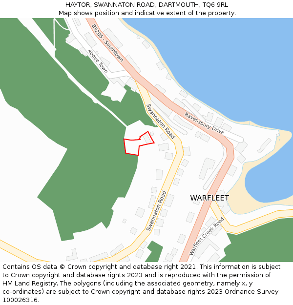 HAYTOR, SWANNATON ROAD, DARTMOUTH, TQ6 9RL: Location map and indicative extent of plot