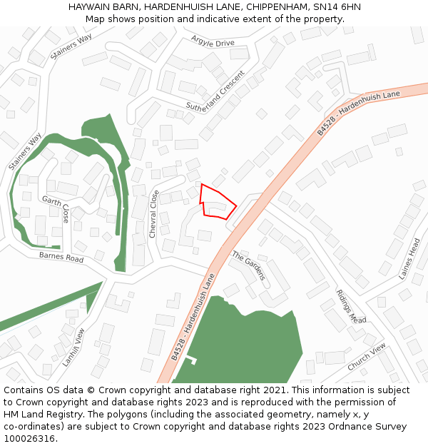 HAYWAIN BARN, HARDENHUISH LANE, CHIPPENHAM, SN14 6HN: Location map and indicative extent of plot