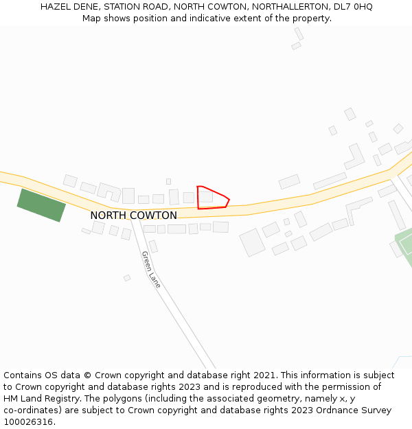 HAZEL DENE, STATION ROAD, NORTH COWTON, NORTHALLERTON, DL7 0HQ: Location map and indicative extent of plot