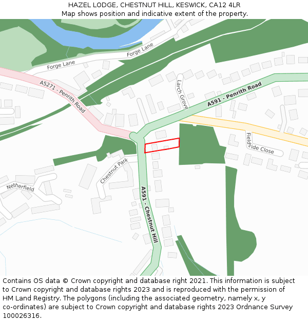 HAZEL LODGE, CHESTNUT HILL, KESWICK, CA12 4LR: Location map and indicative extent of plot