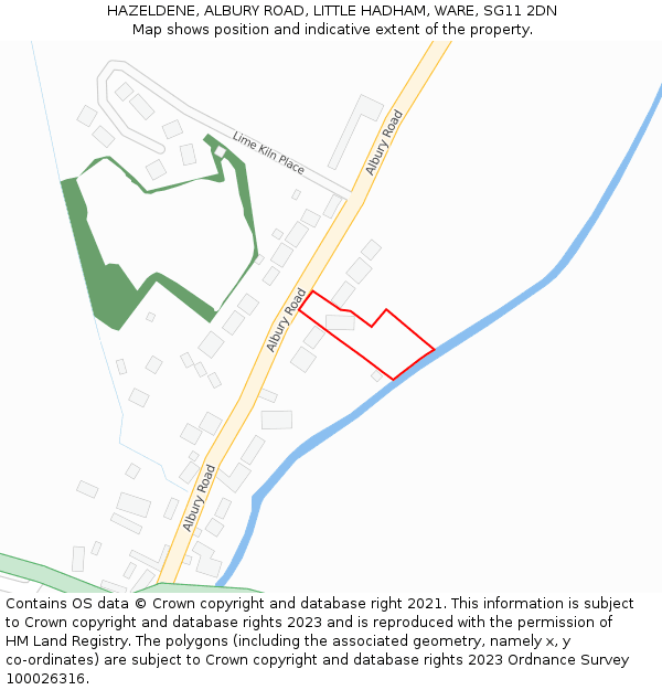 HAZELDENE, ALBURY ROAD, LITTLE HADHAM, WARE, SG11 2DN: Location map and indicative extent of plot