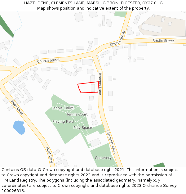 HAZELDENE, CLEMENTS LANE, MARSH GIBBON, BICESTER, OX27 0HG: Location map and indicative extent of plot