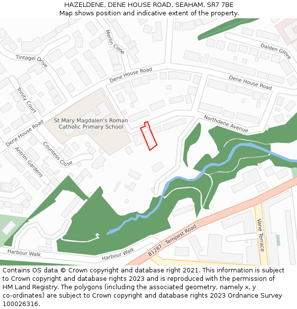 HAZELDENE, DENE HOUSE ROAD, SEAHAM, SR7 7BE: Location map and indicative extent of plot