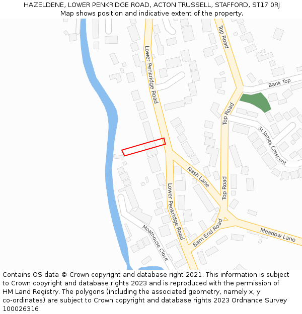 HAZELDENE, LOWER PENKRIDGE ROAD, ACTON TRUSSELL, STAFFORD, ST17 0RJ: Location map and indicative extent of plot