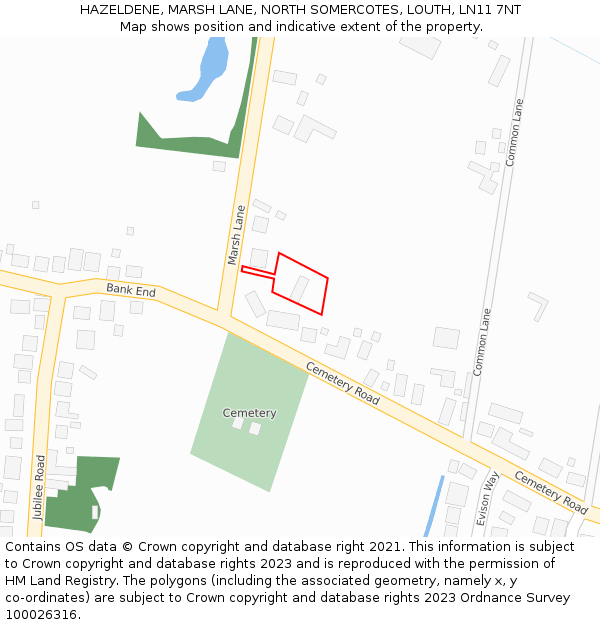 HAZELDENE, MARSH LANE, NORTH SOMERCOTES, LOUTH, LN11 7NT: Location map and indicative extent of plot