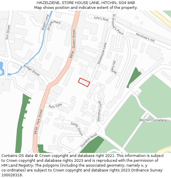 HAZELDENE, STORE HOUSE LANE, HITCHIN, SG4 9AB: Location map and indicative extent of plot