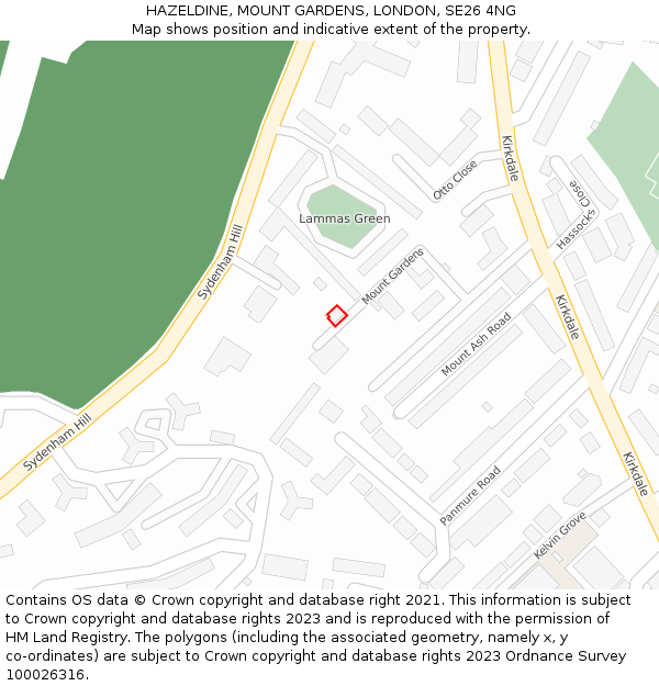 HAZELDINE, MOUNT GARDENS, LONDON, SE26 4NG: Location map and indicative extent of plot