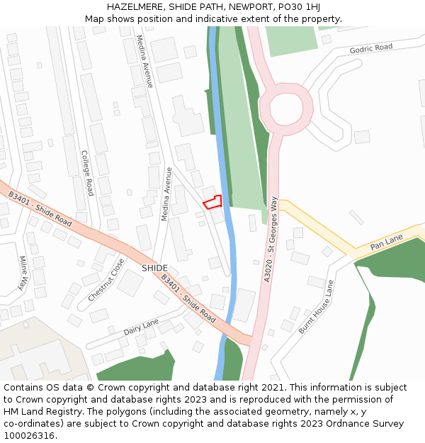 HAZELMERE, SHIDE PATH, NEWPORT, PO30 1HJ: Location map and indicative extent of plot