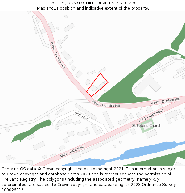 HAZELS, DUNKIRK HILL, DEVIZES, SN10 2BG: Location map and indicative extent of plot