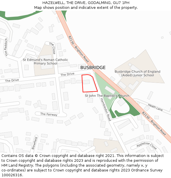 HAZELWELL, THE DRIVE, GODALMING, GU7 1PH: Location map and indicative extent of plot