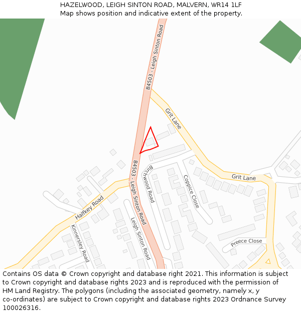 HAZELWOOD, LEIGH SINTON ROAD, MALVERN, WR14 1LF: Location map and indicative extent of plot