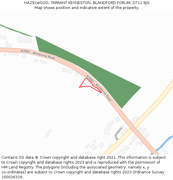 HAZELWOOD, TARRANT KEYNESTON, BLANDFORD FORUM, DT11 9JG: Location map and indicative extent of plot