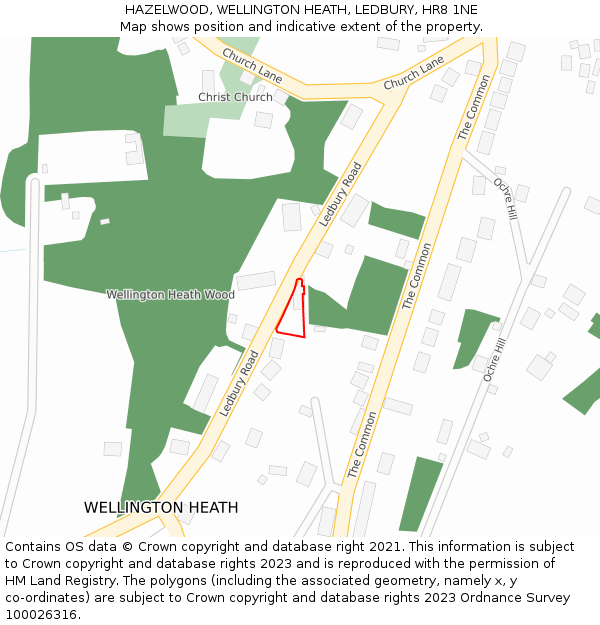 HAZELWOOD, WELLINGTON HEATH, LEDBURY, HR8 1NE: Location map and indicative extent of plot