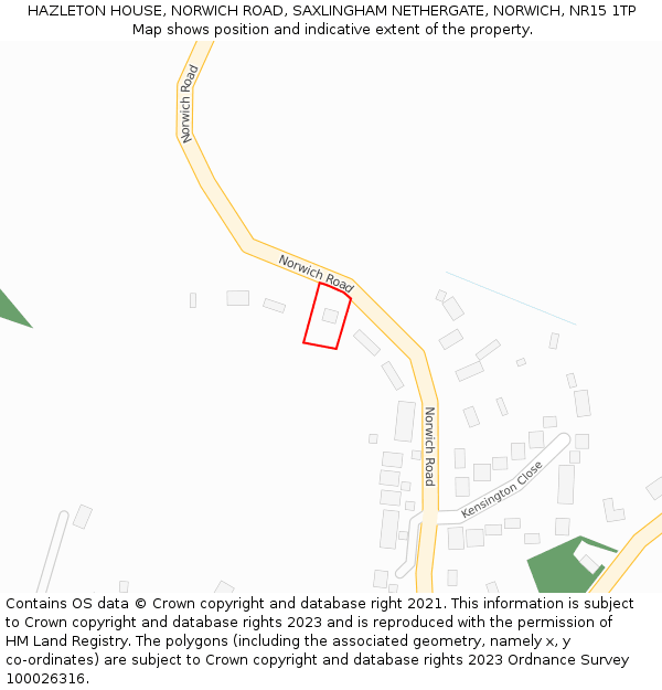 HAZLETON HOUSE, NORWICH ROAD, SAXLINGHAM NETHERGATE, NORWICH, NR15 1TP: Location map and indicative extent of plot