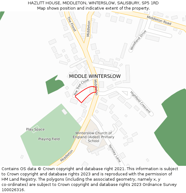 HAZLITT HOUSE, MIDDLETON, WINTERSLOW, SALISBURY, SP5 1RD: Location map and indicative extent of plot