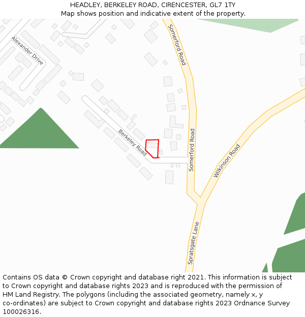 HEADLEY, BERKELEY ROAD, CIRENCESTER, GL7 1TY: Location map and indicative extent of plot