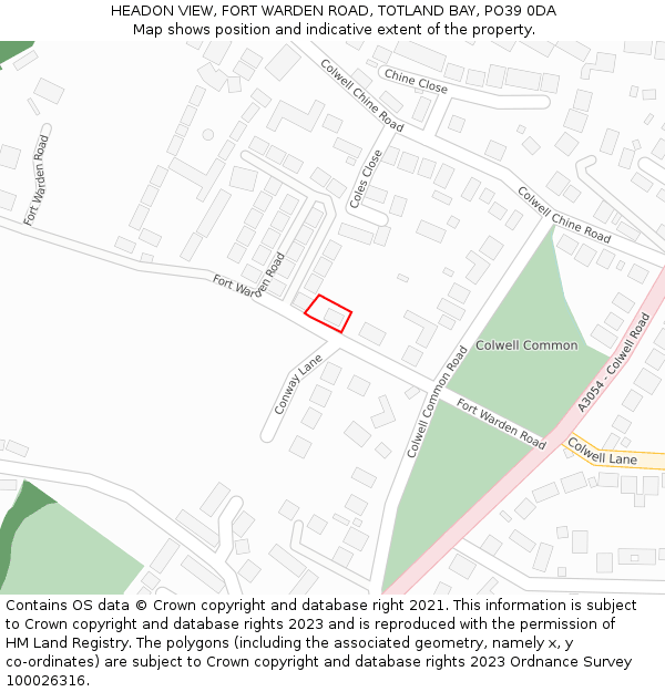 HEADON VIEW, FORT WARDEN ROAD, TOTLAND BAY, PO39 0DA: Location map and indicative extent of plot