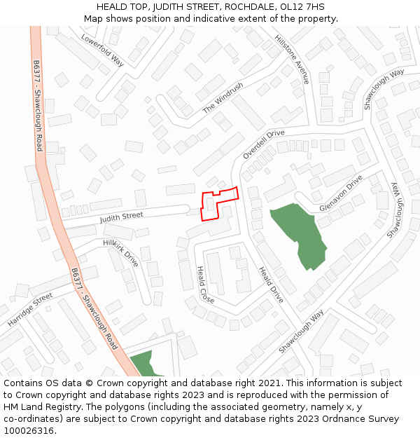 HEALD TOP, JUDITH STREET, ROCHDALE, OL12 7HS: Location map and indicative extent of plot